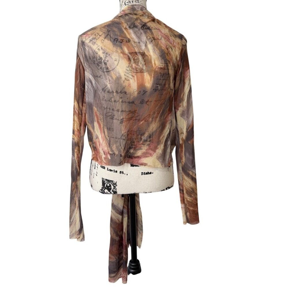 Petit Pois Viviana G Top Wrap Cardigan Sheer Tie-Front Earth-Tone Women One Size - Picture 3 of 7